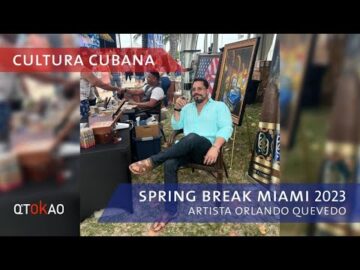 Orlando Quevedo lleva el arte cubano al Spring Break de Miami 2023, pintura unida al tabaco (O+0).